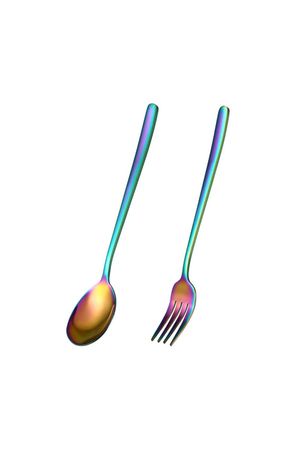 Set de Cubiertos (Tenedor y Cuchillo) Efecto Tornasol Acero Inoxidable