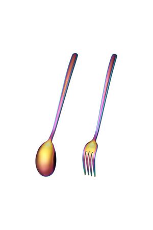 Set de Cubiertos (Tenedor y Cuchillo) Efecto Tornasol Acero Inoxidable