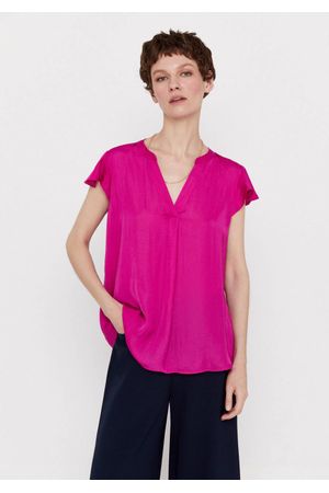 Blusa manga volante satinada