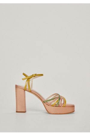 Sandalia bloque multi straps de piel