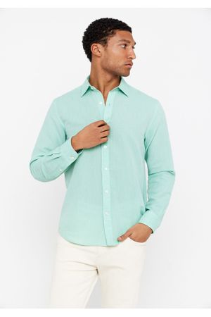 Camisa lino algodón liso