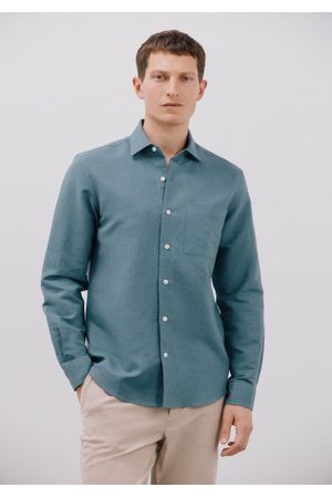 Camisa lino algodón liso