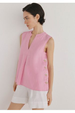 Top de lino detalle botones