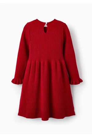 Vestido de Manga Larga En Punto Canalé