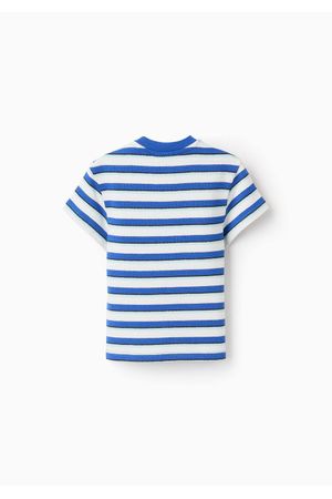 Camiseta en Piqué de Algodón a Rayas