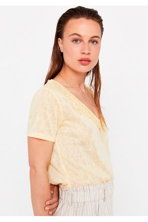 Camiseta efecto lino guipur