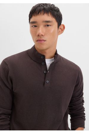Jersey algodón cashmere cuello alto botones