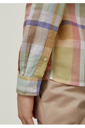 Camisa lino cuadro madrás