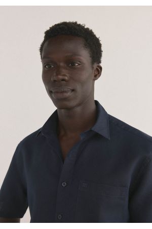 Camisa lisa manga corta tejido lino