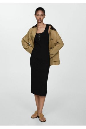 Vestido canalé botones