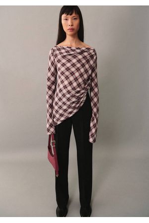 Blusa cuadros asimétrica