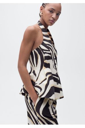 Chaleco halter lino cebra