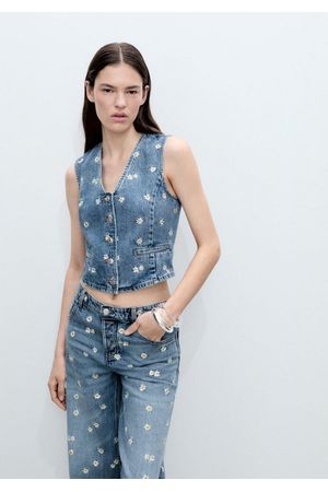 Chaleco crop bordado flores