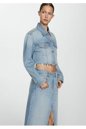 Falda de jeans bajo deshilachado