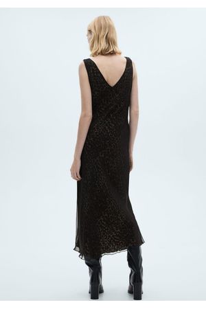 Vestido escote pico leopardo