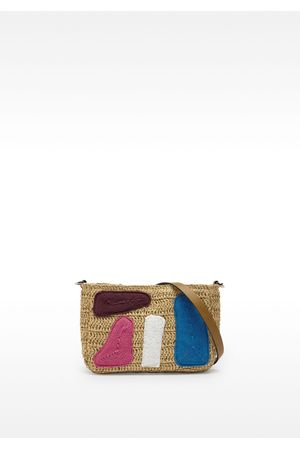 Parfois Bolso bandolera efecto rafia aplicaciones multicolor