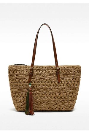 Parfois Bolso shopper efecto rafia con colgante