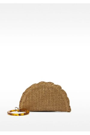 Parfois Cartera de mano ovalado con efecto rafia