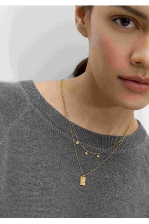 Parfois Collar Doble Con Medalla - Plata De Ley 925