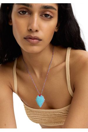 Parfois Collar largo corazón de abalorios