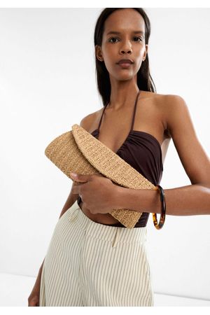 Parfois Bolso de mano con efecto de rafia y solapa