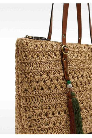 Parfois Bolso shopper efecto rafia con colgante
