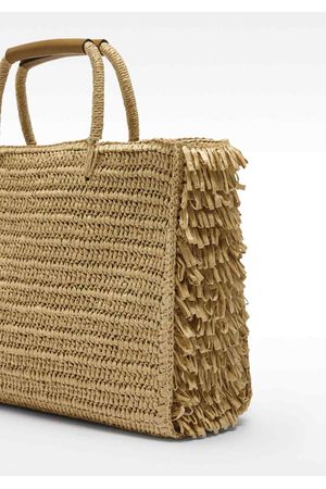 Parfois Bolso shopper efecto rafia con flecos