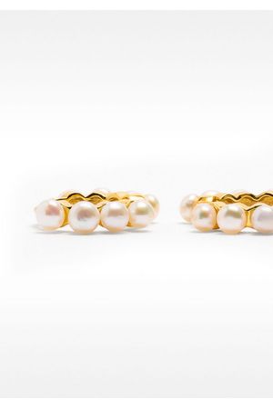 Parfois Zarcillos de aros con perlas de agua dulce - plata de ley 925