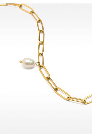 Parfois Pulsera de eslabones con perla de agua dulce