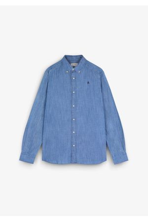 Camisa denim calavera cuello botones