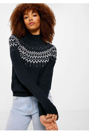 Suéter cenefas jacquard fantasía