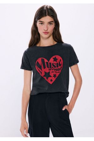 Camiseta gráfica algodón manga vuelta