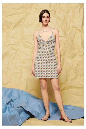 Vestido mini estampado de lino/algodón