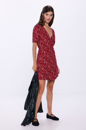 Vestido corto cruzado estampado