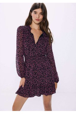 Vestido corto gasa flores lurex