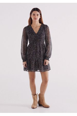 Vestido corto estampado elástico escote