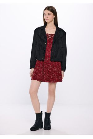 Vestido corto escote zigzag estampado