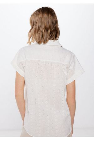 Blusa Manga Corta Bordado Suizo