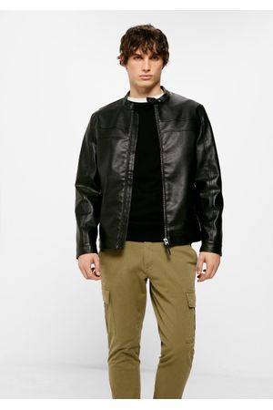 Chaqueta motera efecto piel