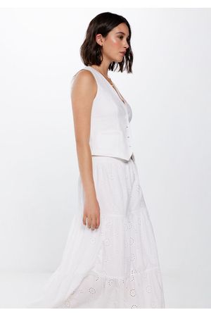 Falda midi bordado suizo