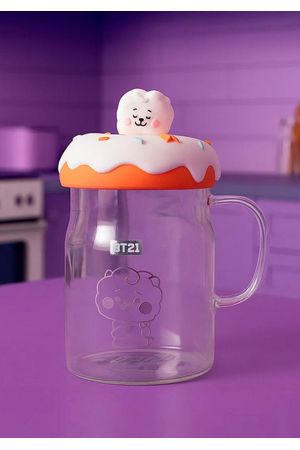 taza de cristal con tapa de 640 ml colección rj bt21 baby