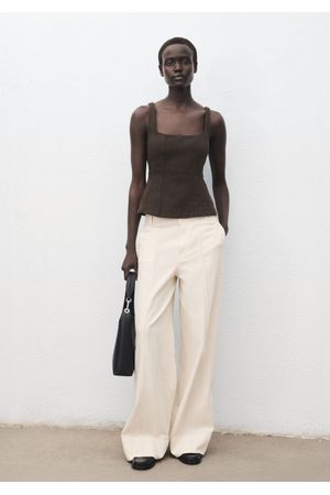 Pantalón Denim Wide Leg Costuras