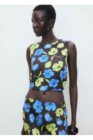 Blusa Crop Floral Espalda Abierta