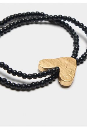 Pulsera elástica con abalorios y corazón