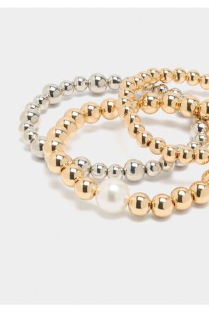 Set de tres pulseras elásticas bicolor