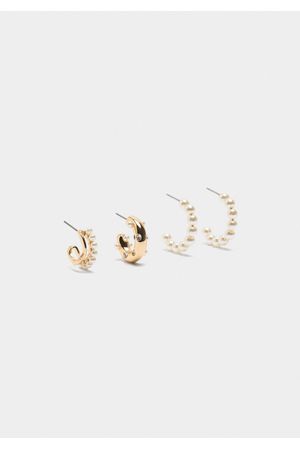 Set de aros abiertos con perlas