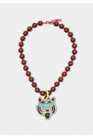 Collar de cuentas con colgante tigre
